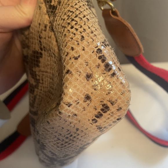 Clare V. Midi Sac Camel Snake Embossed Leather Crossbody Bag Tan Reptile EUC - Picture 8 of 14